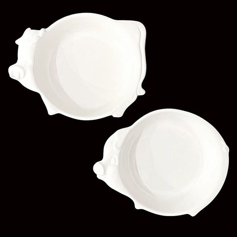 Vintage Ceramic Cow and Pig Shaped Baking Dishes Pair Two Japan